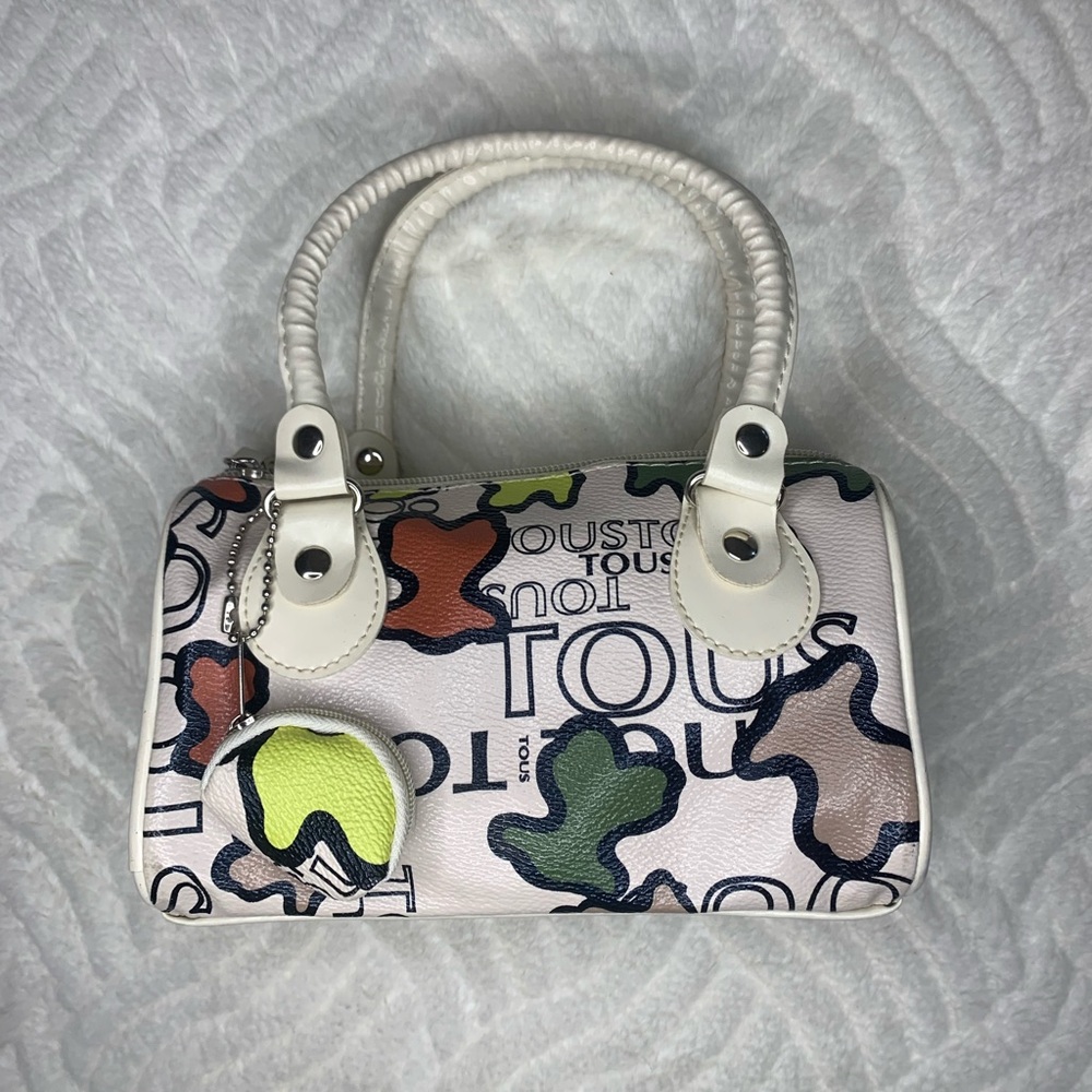 Rare TOUS Multicolor Camo Small Duffle Handbag + Mini Coin Purse